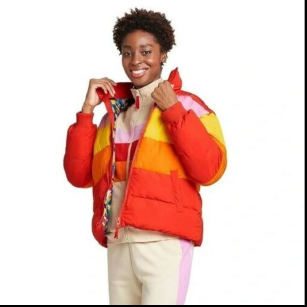 Lego X Target Women’s Puffer Jacket Vest Striped NWT Multicolor Size XXS